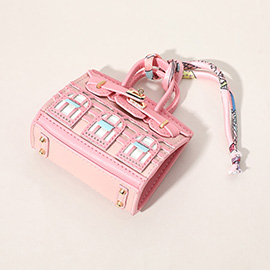 House Printed Faux Leather Mini Purse / Bag Charm