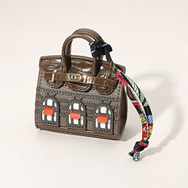 House Printed Faux Leather Mini Purse / Bag Charm