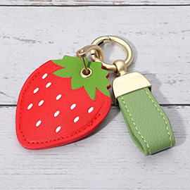 Faux Leather Strawberry Keychain / Bag Charm