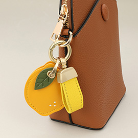 Faux Leather Lemon Keychain / Bag Charm