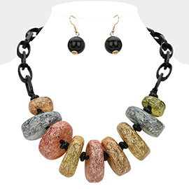 Chunky Confetti Donut Beaded Statement Necklace