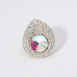 Round Glass Stone Paved Stretch Ring