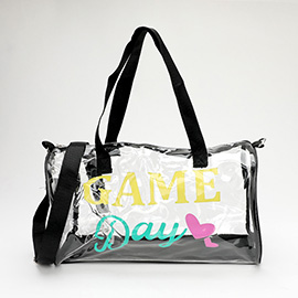 GAME DAY Message Printed Transparent Boston Bag / Crossbody Bag