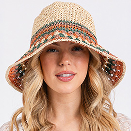 Multi Color Straw Bucket Hat