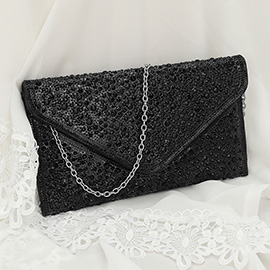 Bling Stone Studded Flap Envelope Evening Clutch Bag / Crossbody Bag