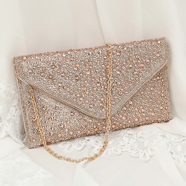 Bling Stone Studded Flap Envelop Evening Clutch Bag / Crossbody Bag