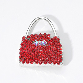 Rhinestone Embellished Handbag Pin Brooch