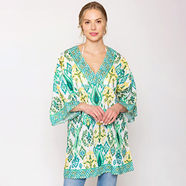 Ikat Print Cover Up Poncho
