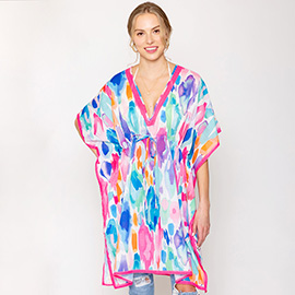 Watercolor Print Cover Up Poncho
