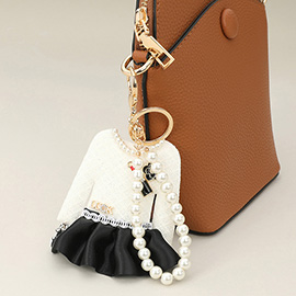 Pearl Luck Tweed Jacket Keychain / Bag Charm