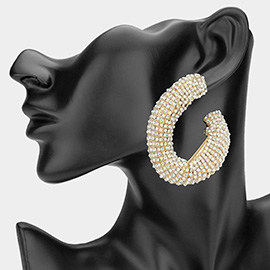 Oversized Bling Rhinestone Studded Twisted Open Teardrop Evening Hoop Earrings