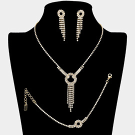 Rhinestone Paved Round Fringe Jewelry Set