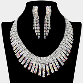 Rhinestone Paved Bar Collar Necklace