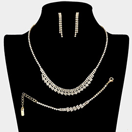 Rhinestone Paved Square Collar Jewelry Set