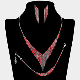 Rhinestone Paved Fringe Jewelry Set