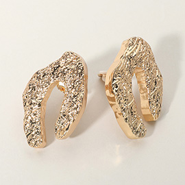 Textured Metal Abstract Shaped Clip On Earrings