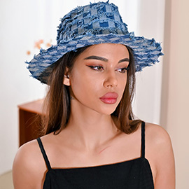 Distressed Patchwork Denim Fedora Hat