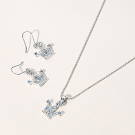 Rhinestone Embellished Crown Pendant Necklace