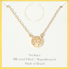 18K Gold Filled Hypoallergenic Tree of Life Pendant Necklace