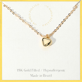 18K Gold Filled Hypoallergenic Puffy Heart Pendant Necklace