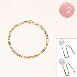 12PCS - Stainless Steel Figaro Chain Bracelets