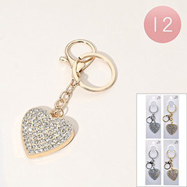 12PCS - Stone Paved Heart Keychains