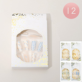 12PCS - Flower Checkered Print Press On Nail