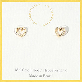 18K Gold Filled Hypoallergenic Open Heart Stud Earrings