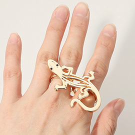 SECRET BOX_14K Gold Dipped Lizard Two Finger Ring