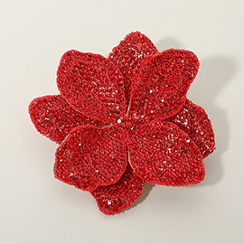 Stone Paved Flower Pin Brooch / Alligator Snap Hair Clip