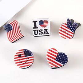 5PCS - American USA Flag Printed Hair Claw Clips