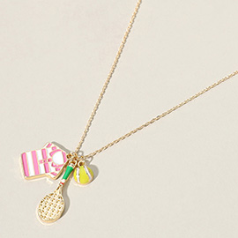 Enamel Tennis Pendant Necklace