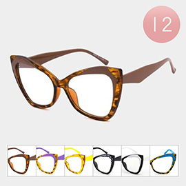 12PCS - Cat Eye Frame Clear Lens Sunglasses