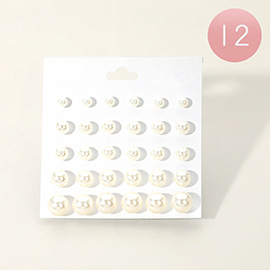 12 SET OF 15 - Pearl Stud Earring Set