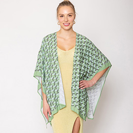 Geometric Pattern Print Ruana Poncho