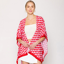 Geometric Pattern Print Ruana Poncho