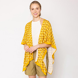 Geometric Pattern Print Ruana Poncho