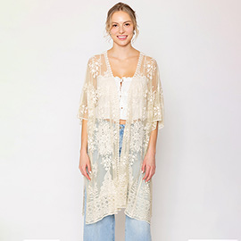 Flower Lace Kimono Poncho