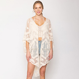 Flower Lace Kimono Poncho