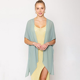 Solid Chiffon Ruana Poncho