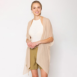 Solid Chiffon Ruana Poncho