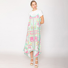 Sea Life Printed Flowy Long Dress