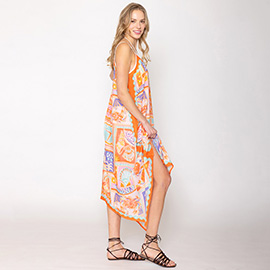 Sea Life Printed Flowy Long Dress