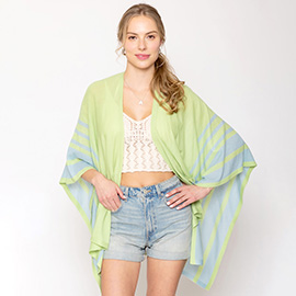 Two Tone Border Ruana Poncho