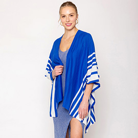 Two Tone Border Ruana Poncho