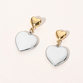 Stainless Steel Heart Dangle Earrings