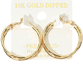 14K Gold Dipped Hypoallergenic Twisted Hoop Earrings