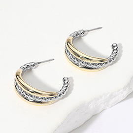 14K Gold Plated Two Tone Hoop Earrings