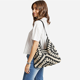 Boho Woven Crochet Shoulder Bag / Tote Bag