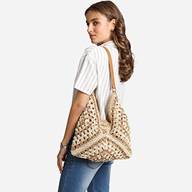 Boho Woven Crochet Shoulder Bag / Tote Bag